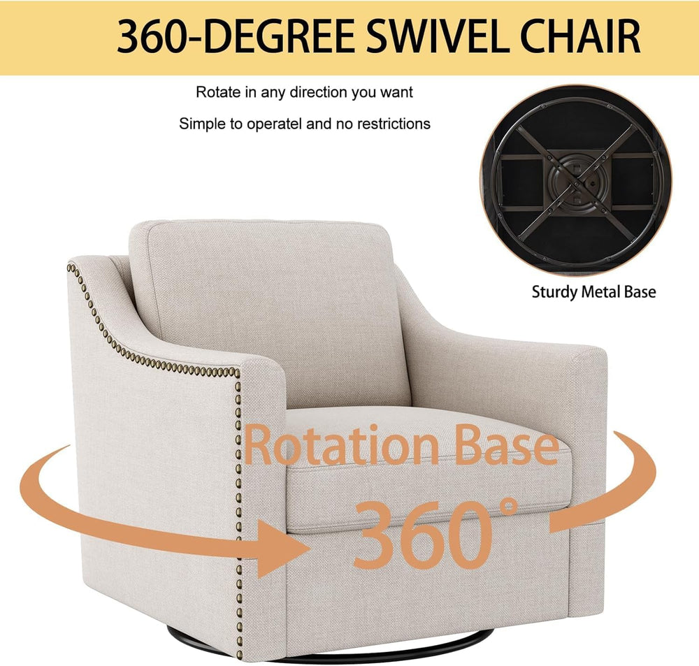 Swivel Accent Chair Set of 2,Armchair,Bronze Nail Decoration Comfy Living Roo...