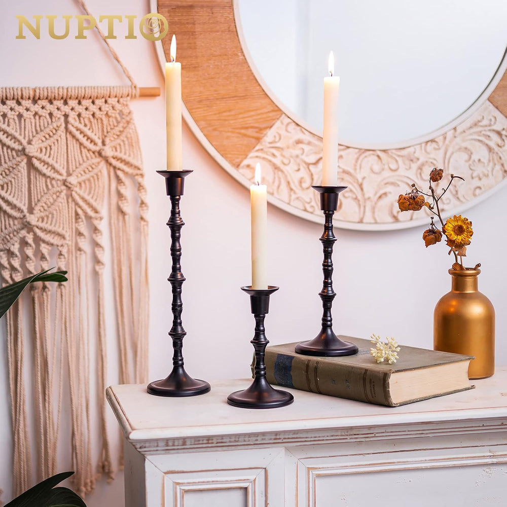 NUPTIO Black Candlestick Holders for Halloween: Unique Gothic Design