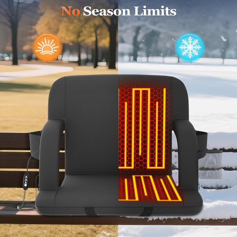Seeutek 23" Heated Stadium Seats with Back Support, 2.5” Thick Cushion, 1PC