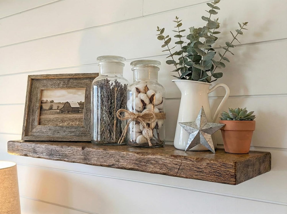 Rustic Floating Shelves for Wall - Solid Wood Oak Floating Shelf, Thick Wood ...