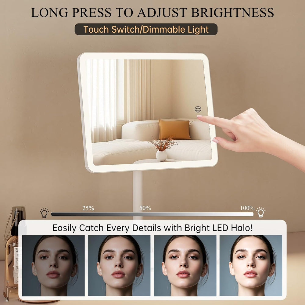 FUNTOUCH 4000mAh Rechargeable Vanity Mirror with Lights 40X Magnifier,White