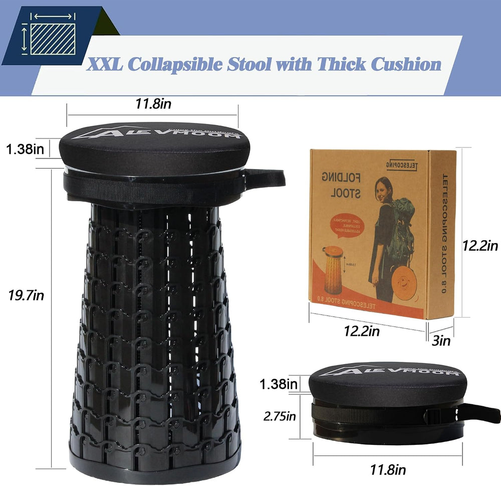 ALEVMOOM XXL Collapsible Stool with Thick Cushion,Taller 19.7" Wider 11....