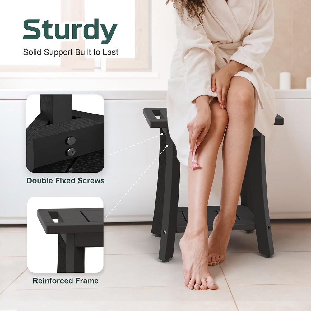 Waterproof HIPS Shower Bench for Inside Shower, Shower Stool, Black