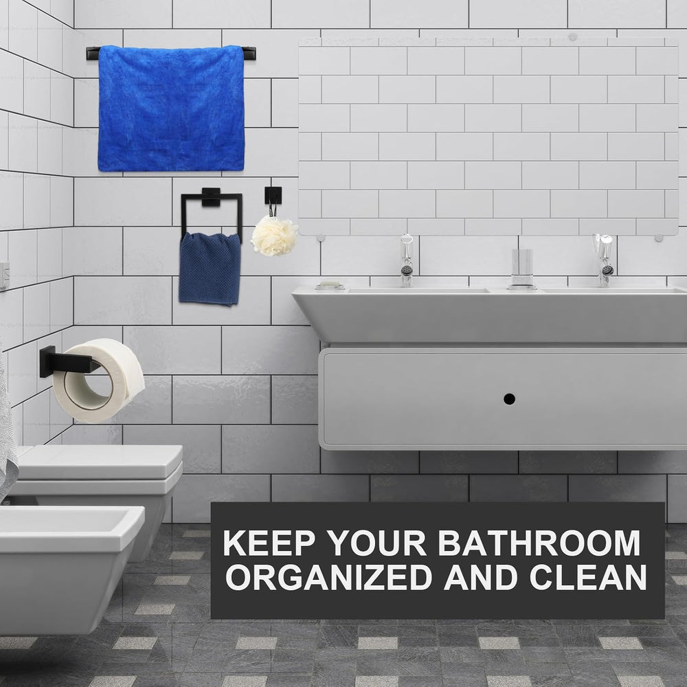 15 Pcs Black Bathroom Hardware Accessories Bath Towel Bar Set