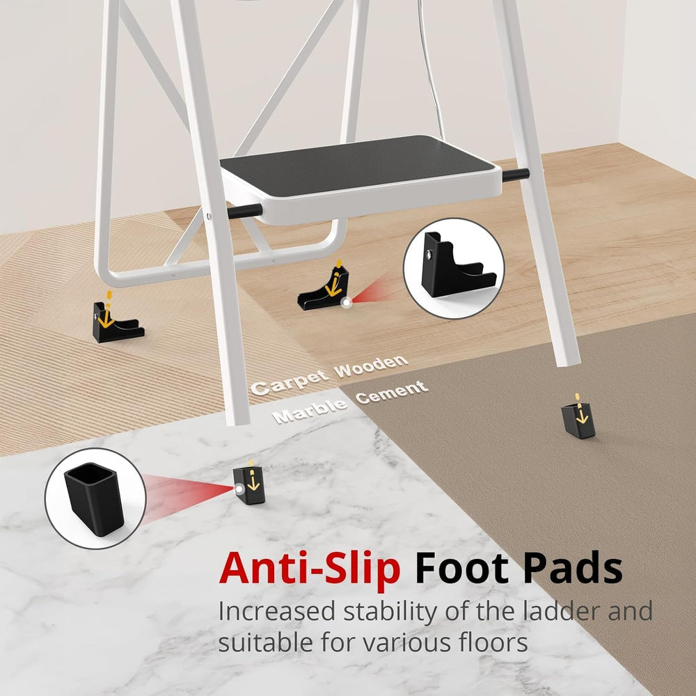 HBTower 3 Step Ladder, Folding Step Stool for Adults
