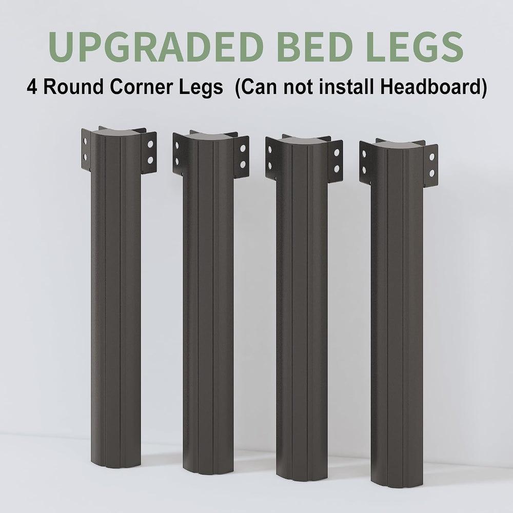 Lutown-Teen 25 Inch High Queen Bed Frame with Rounded Corner Legs, Heavy Duty...