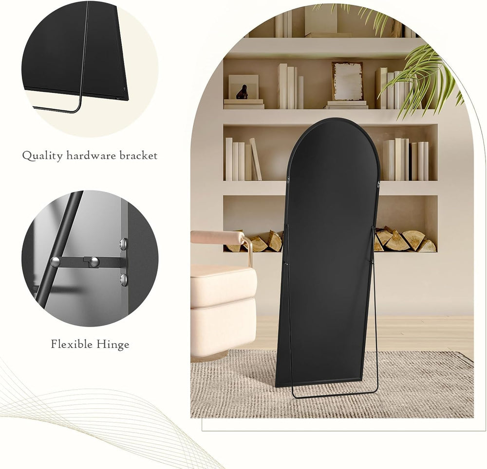 Arched Full Length Floor Mirror, 21"x64" Body Wall Mirror with Stand