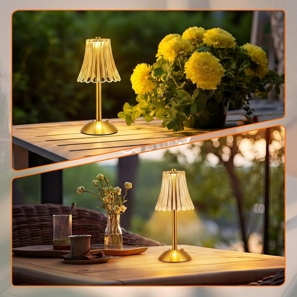 Liliful 2 Pcs Cordless Table Lamp LED Touch, Gold, Rose Style