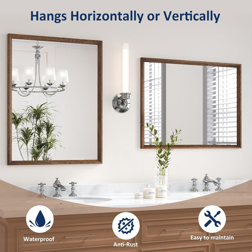WEER Bathroom Vanity Mirror Walnut 24X36 Inch