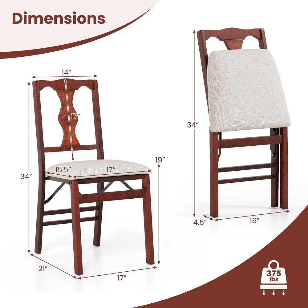 GIANTEX Folding Dining Chairs Set of 4, Upholstered Dining Chairs with Comfy ...