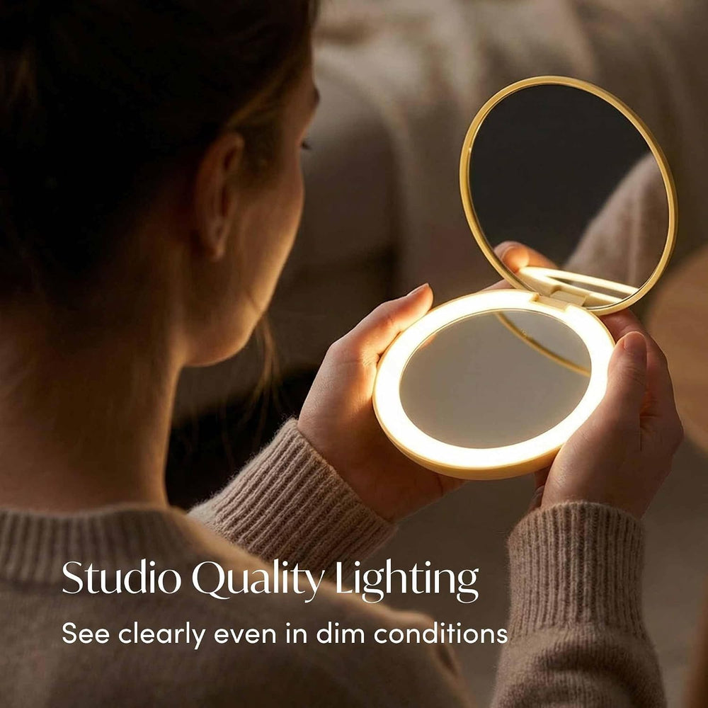 Fancii Taylor Travel Makeup Mirror with LED Light, Rechargeable, 10x /1x Magn...