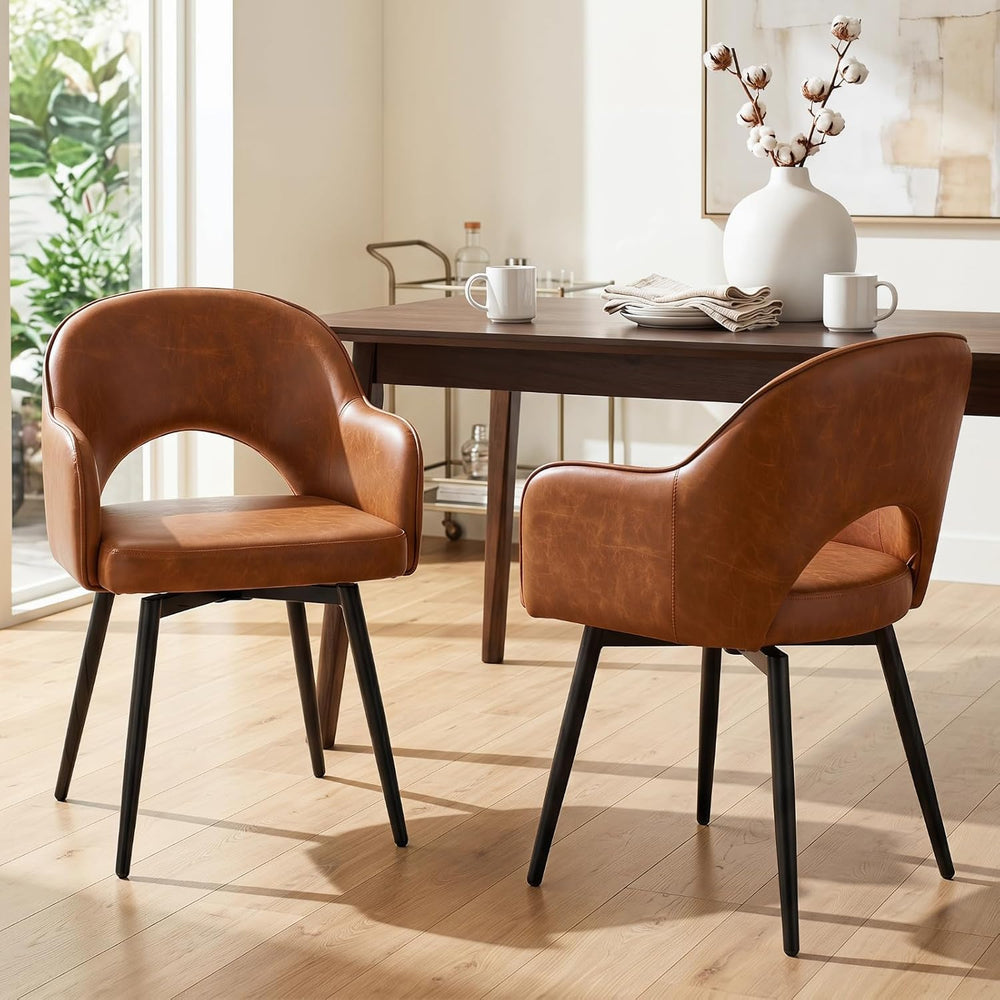 Ya-Home Modern Swivel Dining Chairs Set of 6, Comfy Upholstered Side Chair PU...