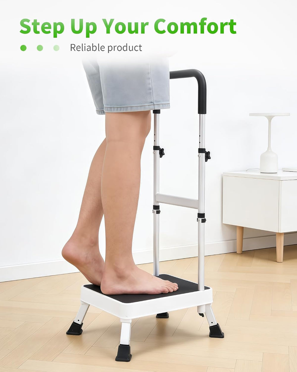 Step Stool with Handle for Elderly, Stepping Stool for Bed