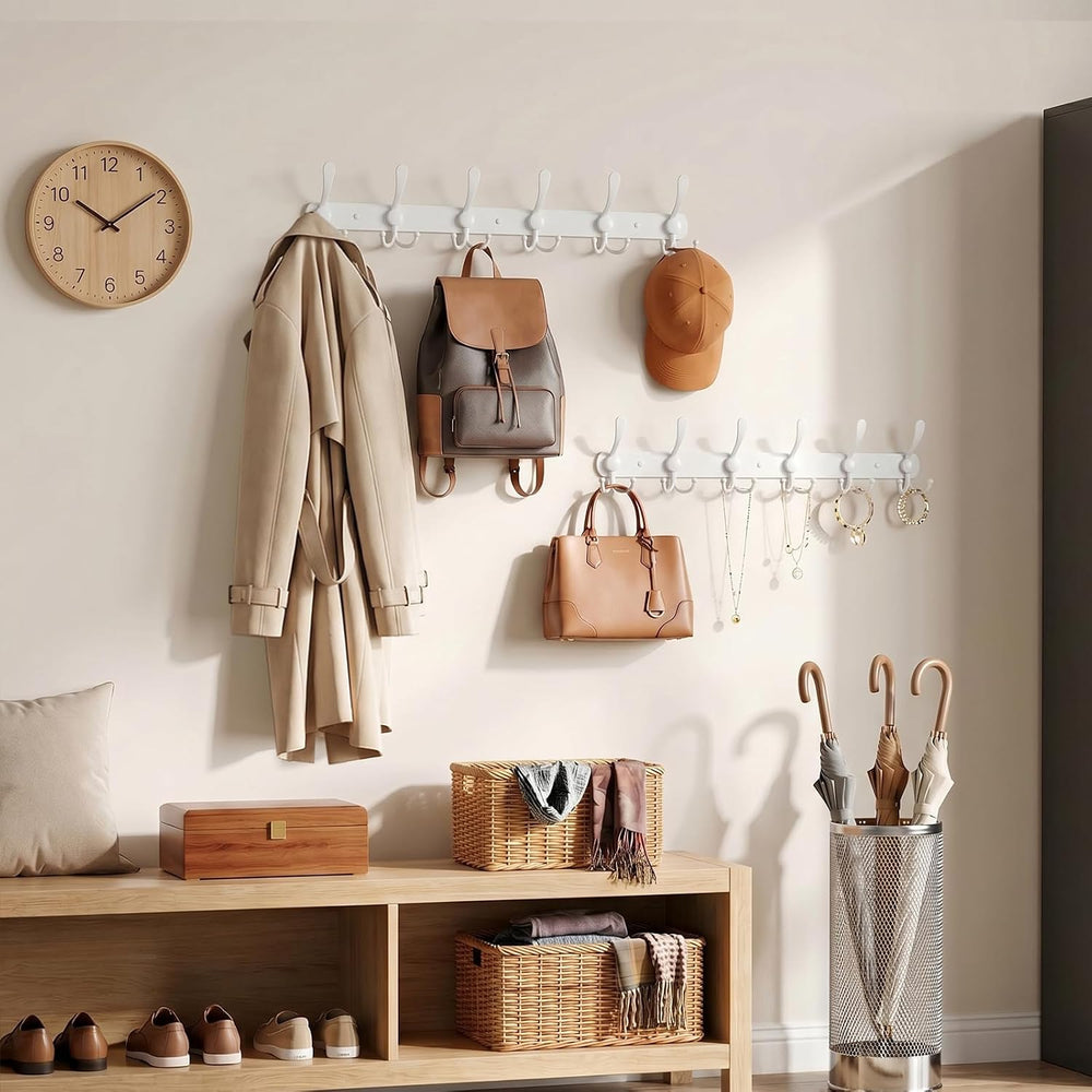 YUNISS Coat Rack Wall Mounted,6 Tri Stainless Steel Coat Hook for Coat Hat Ro...