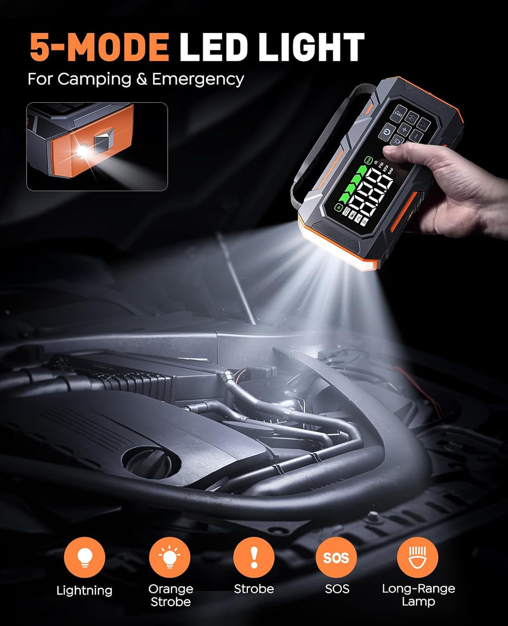 TREKURE 16-in-1 8000A Car Battery Jump Starter with Air Compressor 160PSI, Ju...
