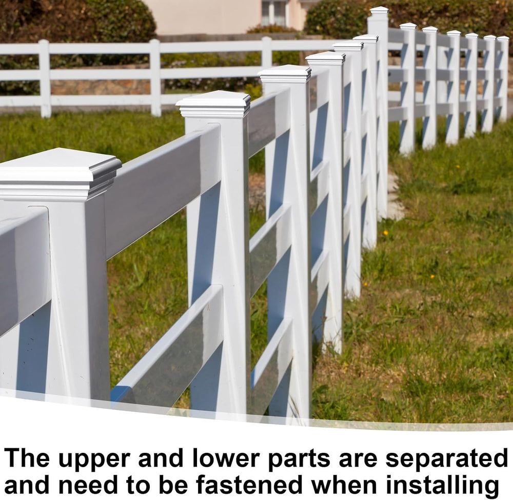 Sasylvia 4 Pcs 4 x 4 Inch Vinyl Fence Post Caps, White