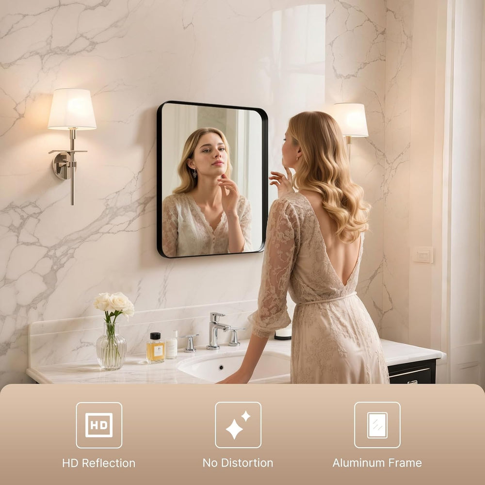 Kosmonia 20"x16" Bathroom Vanity Mirror for Wall Metal Framed Matte...