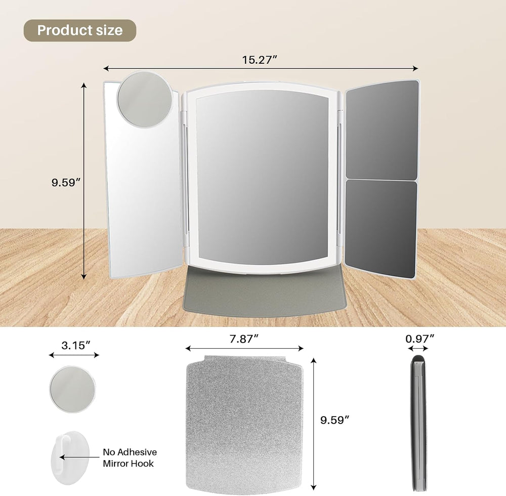 Makeup Mirror, Vanity Mirror with Lights,2X/5X,Silver