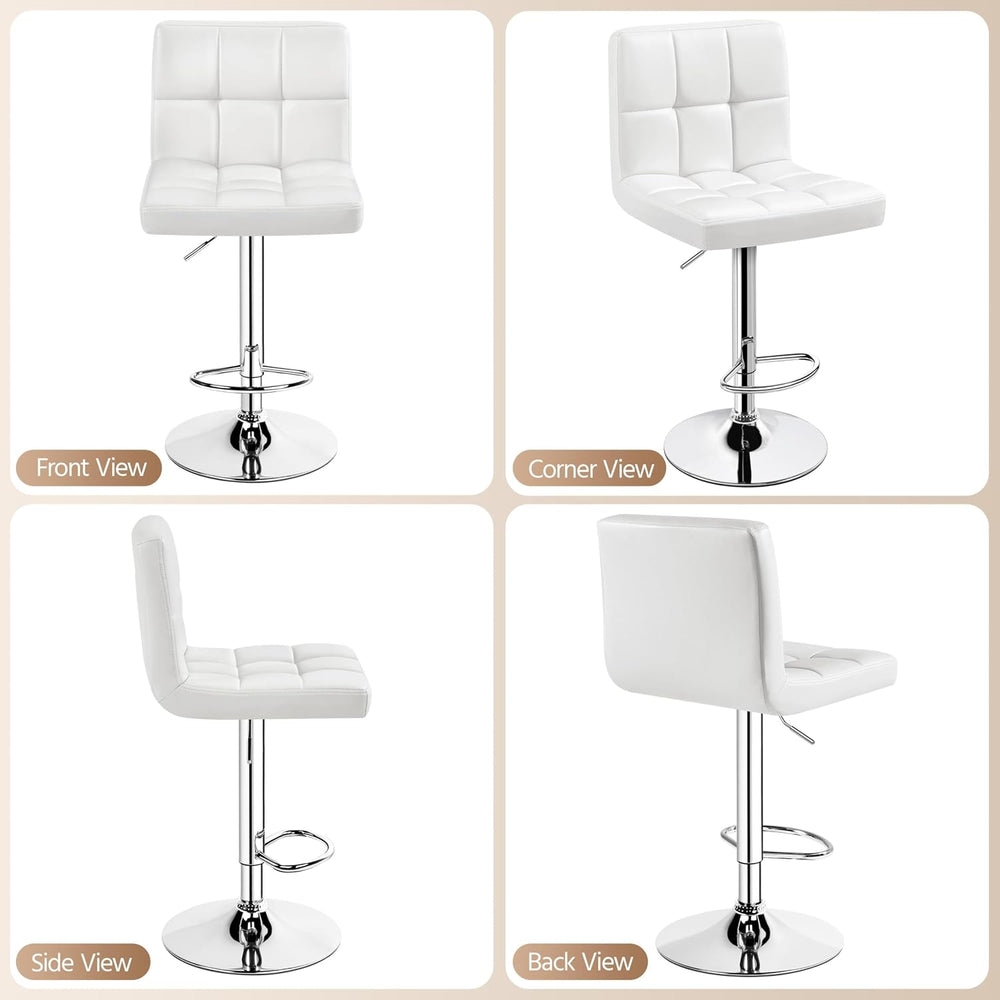 Yaheetech Bar Stools Set of 3 Adjustable Counter Height Barstools White