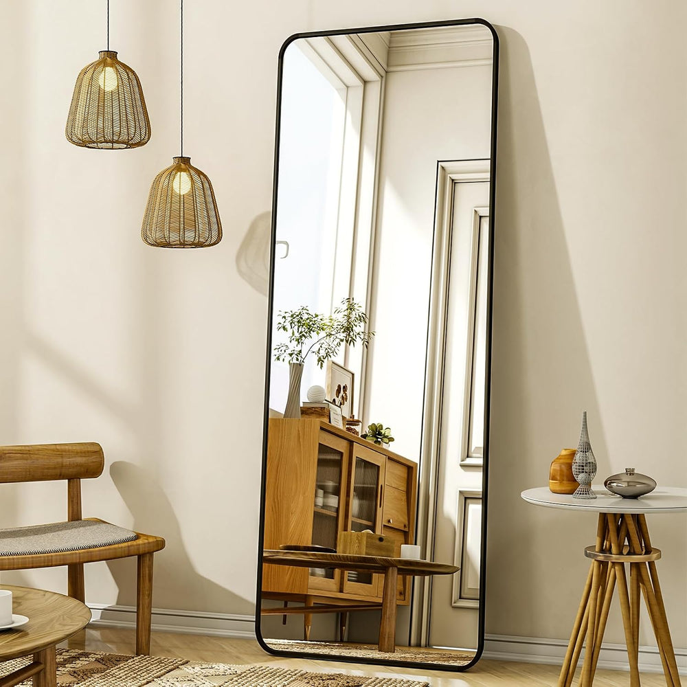 XRAMFY 56"x21" Floor Full Length Mirror Standing Full Body Rounded ...