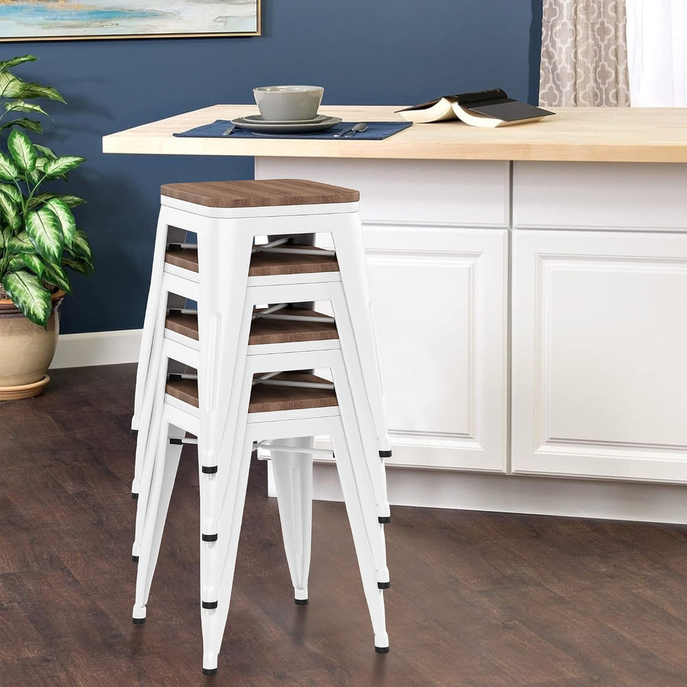 Changjie Furniture 18 Inch Stools Metal Dining Chairs Set of 4 Stackable Scho...