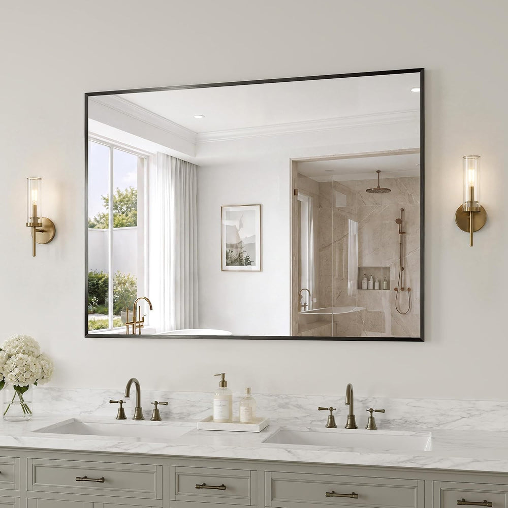 30"x40" Black Bathroom Mirror Wall Mounted for Over Sink