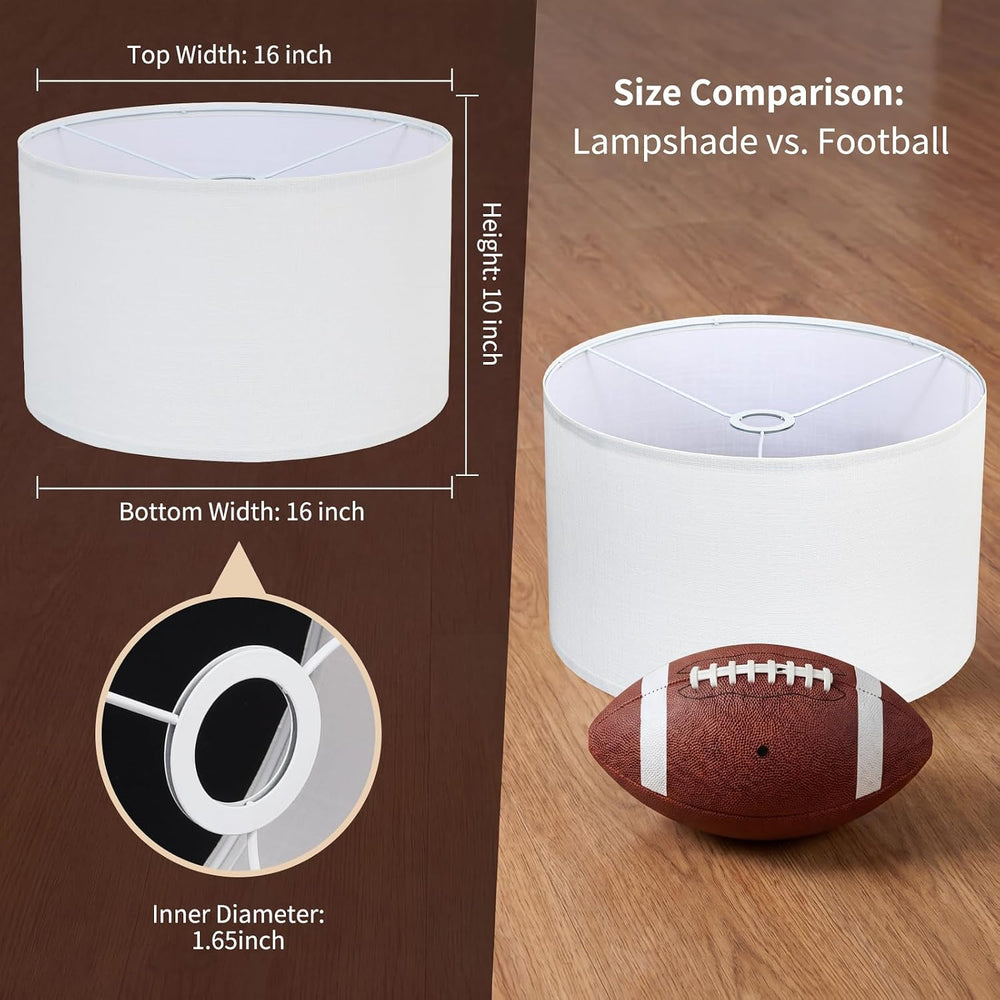 White Drum Lamp Shade 16" Top x 16" Bottom x 10" High, Large L...