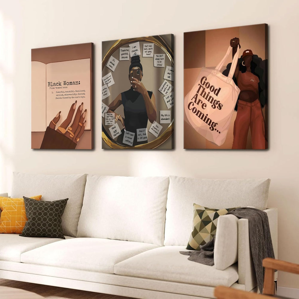 Black Girl Spiritual Wall Art, African American Woman Motivational Wall Decor...