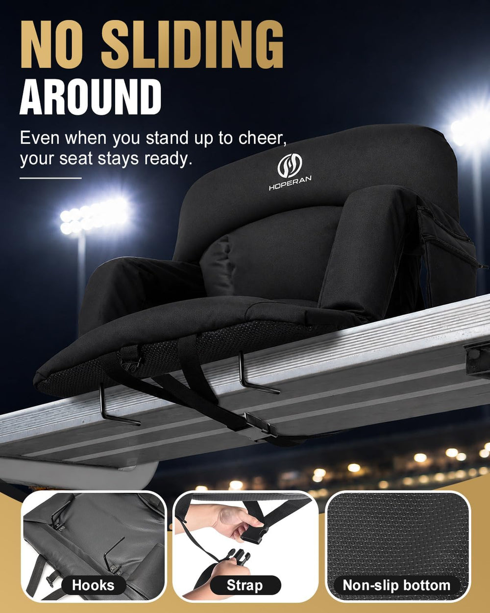 HOPERAN 23" Stadium Seats for Bleachers, 4.3" Extra Thick Sofa-Styl...