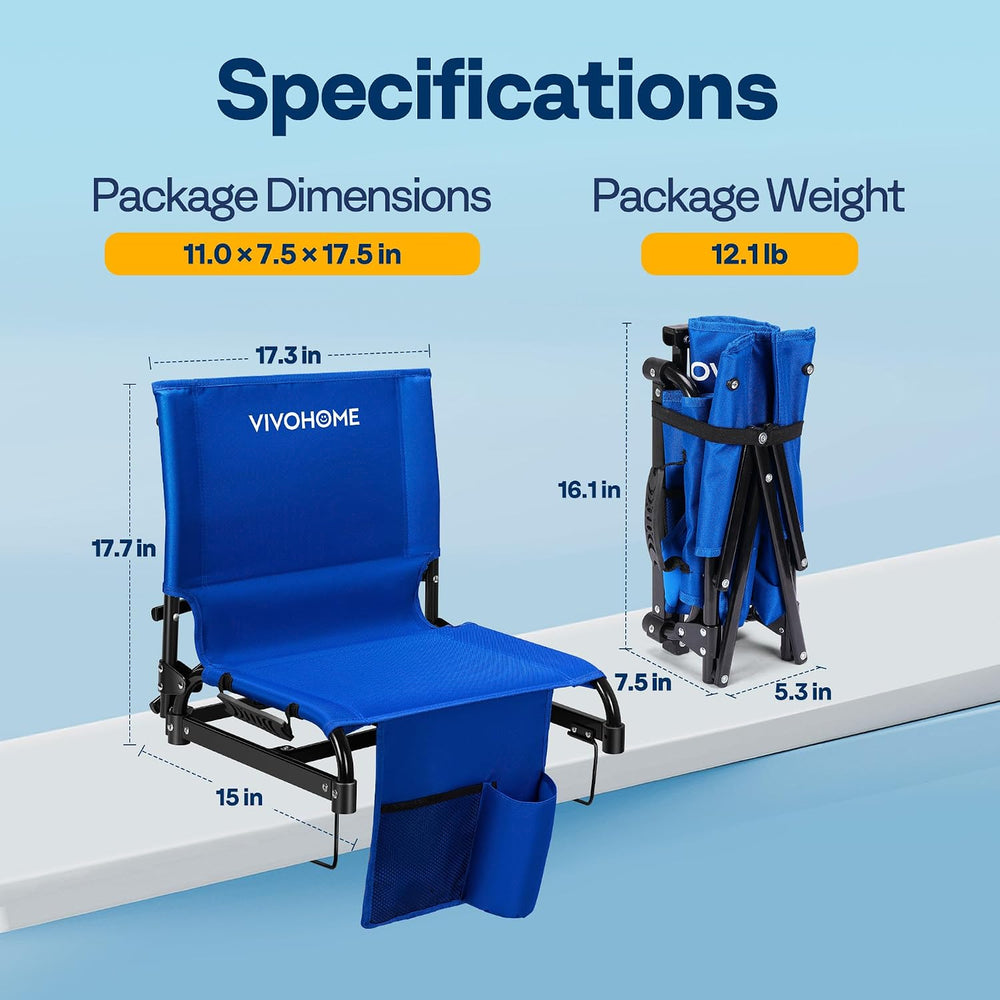 VIVOHOME Ultra-Compact Folding Stadium Seats with Back Support
