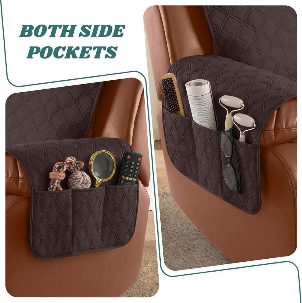 Ruaozz Waterproof Loveseat Recliner Cover with Console, Chocolate