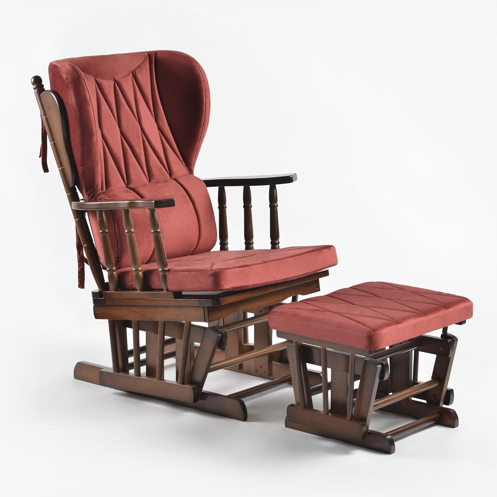 Comfort Deluxe Glider Chair and Ottoman Set (Burgundy)