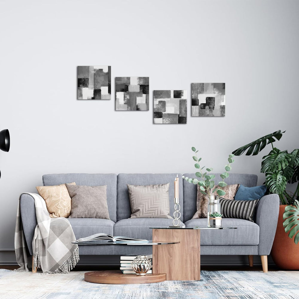 LoveHouse Black and Gray Abstract Bathroom Decor Geometric Wall Art