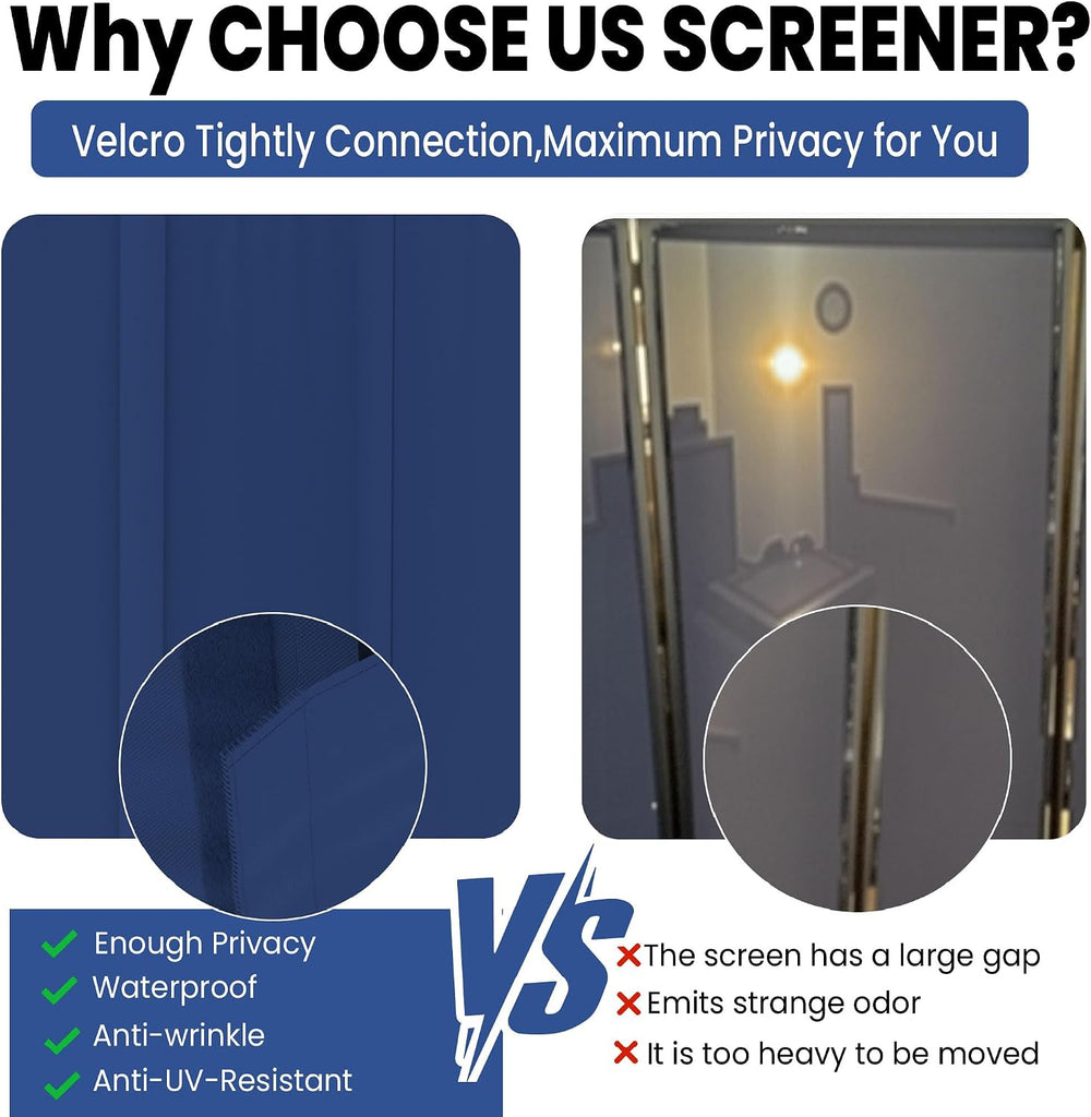 Room Divider, 4 Panel Upgraded 88” Folding Screen Highly Secretive(Blue)