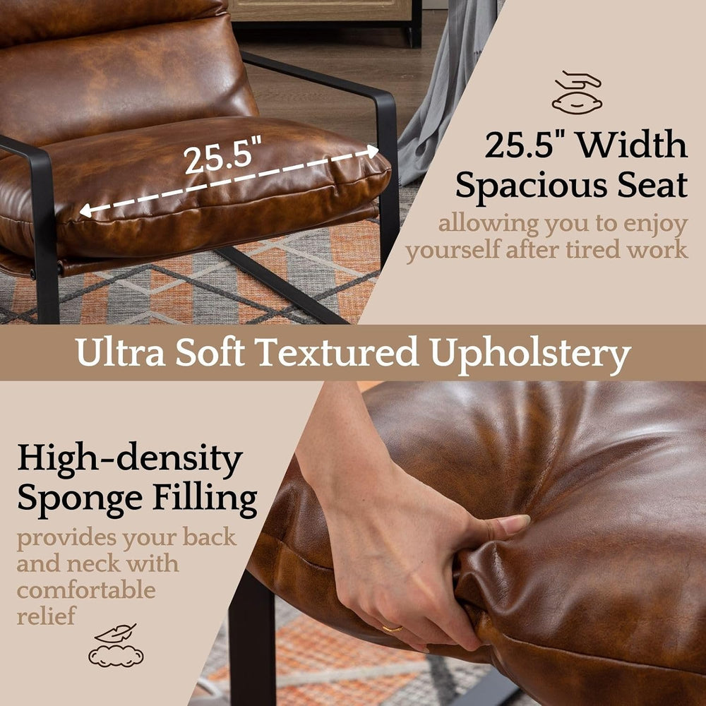 LukeAlon Modern Brown PU Leather Accent Armchair