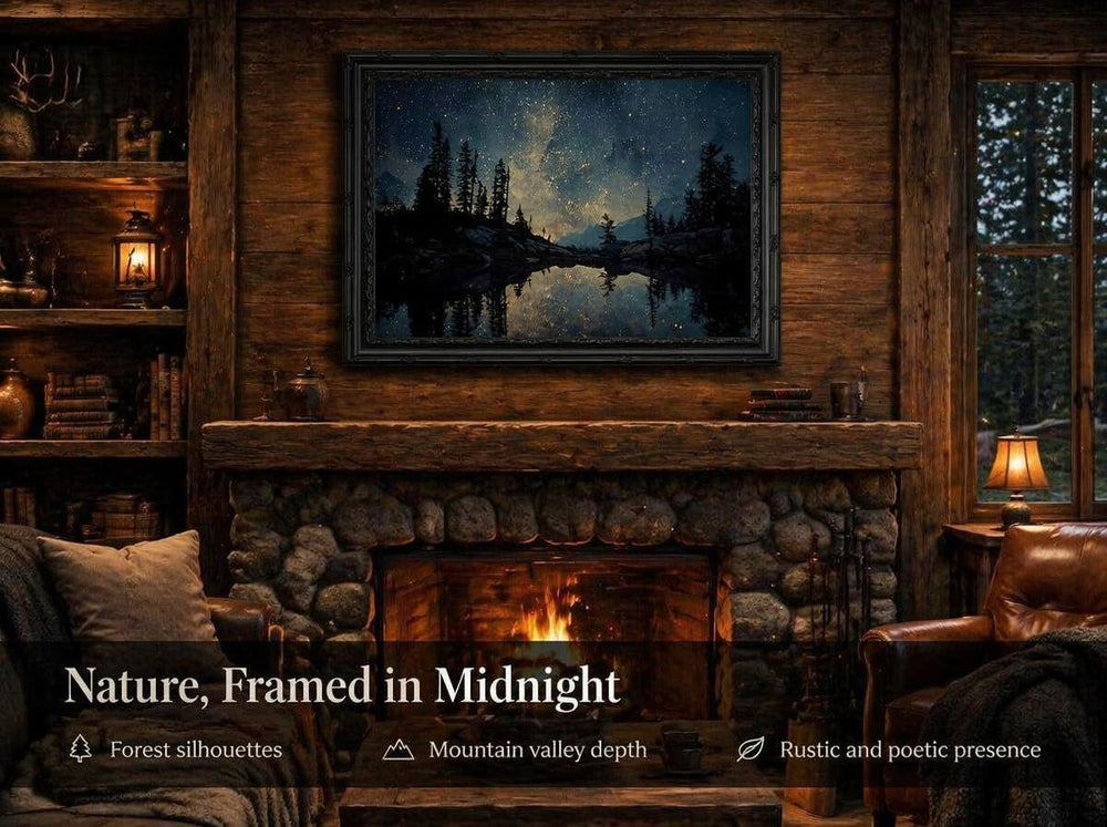 EIDHFBFJ Gothic Landscape Framed Wall Art, Moody Dark Forest Wall Decor