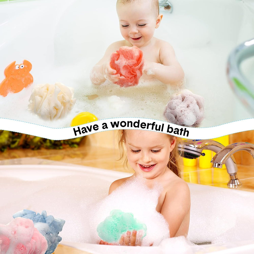 Chengu 50 Pack Loofah Sponge Bulk Shower Mesh Ball, Multicolor, Classic