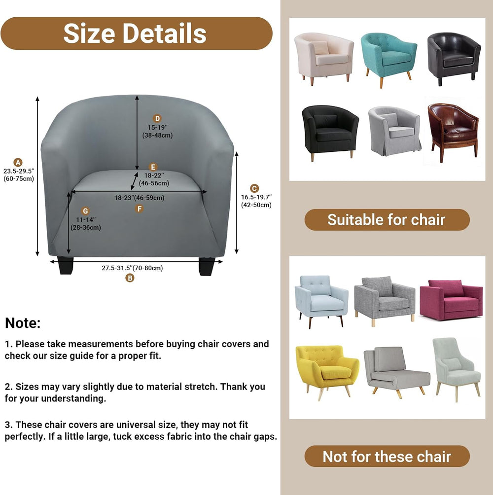 Club Chair Slipcover 1 Piece, 2Pack Round Soft Armchair Sofa Cover, Thick Dar...