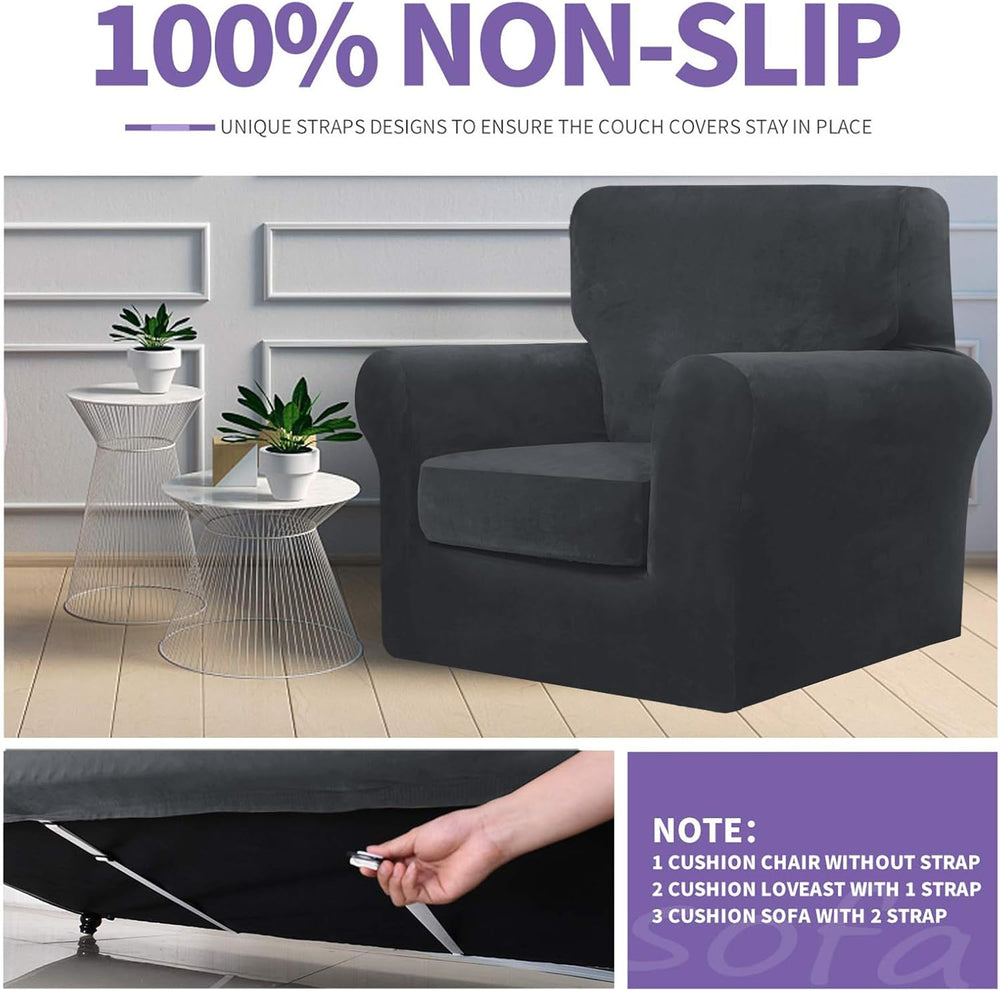 ZNSAYOTX Luxury Velvet Chair Slipcovers with Arm 2 Piece Stretch Chair Covers...