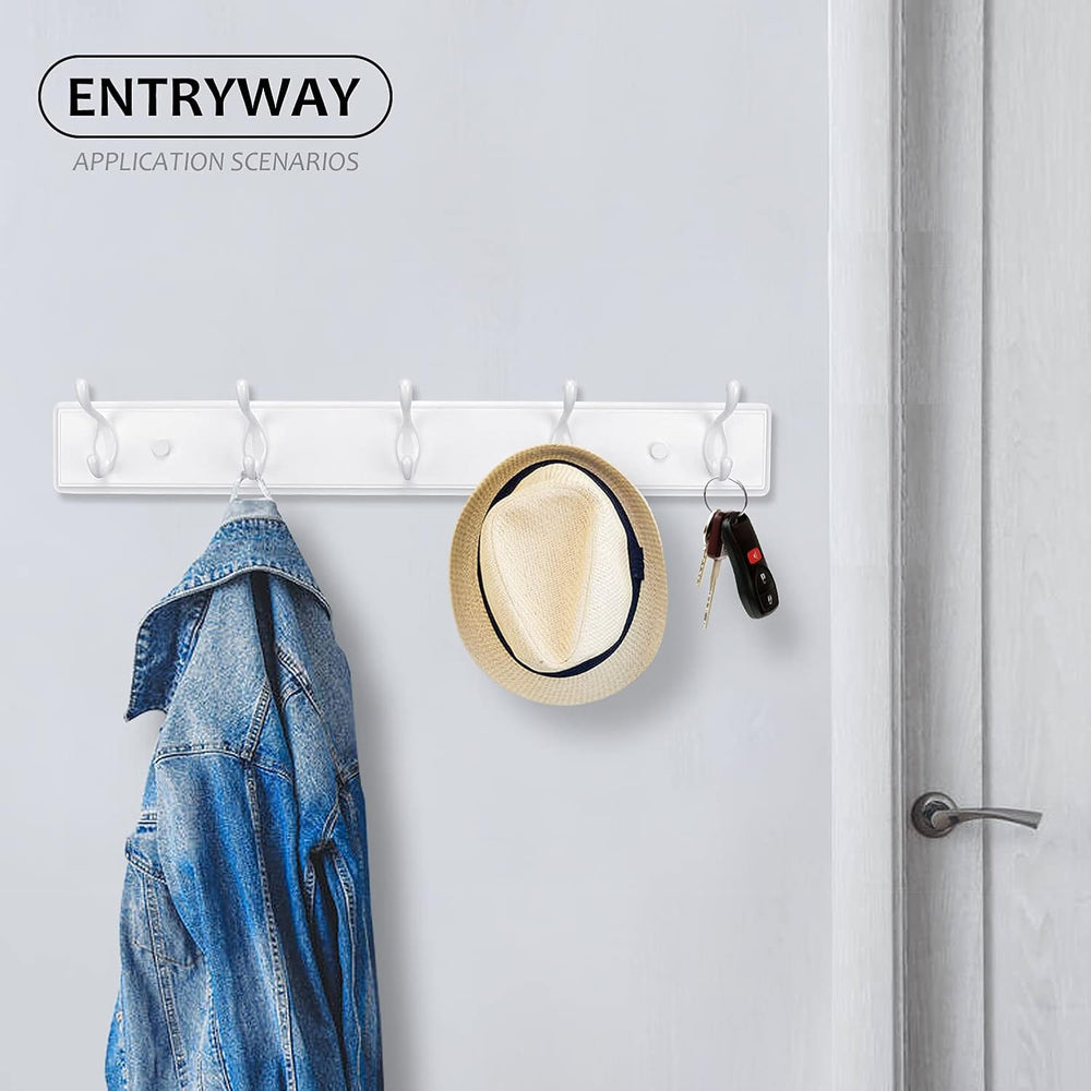 Badiano Heavy Duty Wooden Coat Rack, Wall-Mounted Organizer, 24 Inch, White