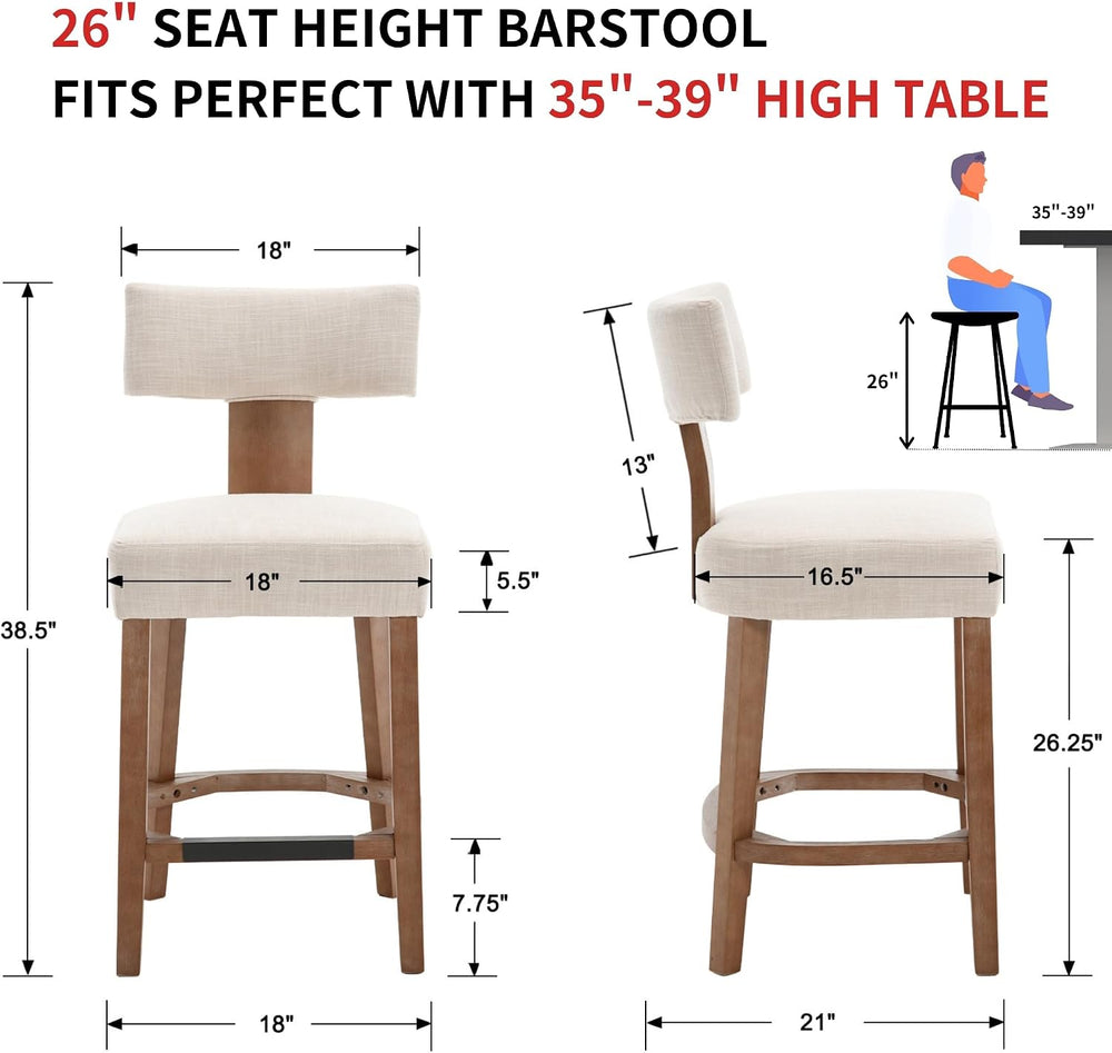 RIVOVA 26” Counter Stool Counter Height Bar Stools Modern Kitchen Bar Stools ...