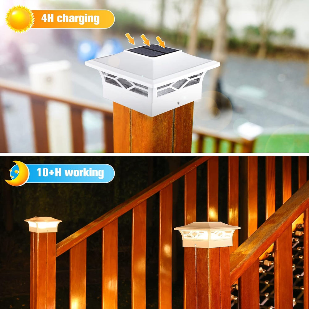 VOLISUN 12Pack Solar Post Cap Lights, 2 Color Modes Deck Lights, White