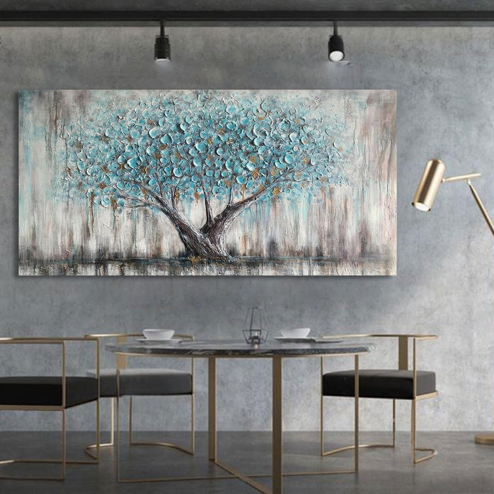 Arjun Tree Wall Art Canvas Blue Tree of Life Painting Framed Large 58"x2...