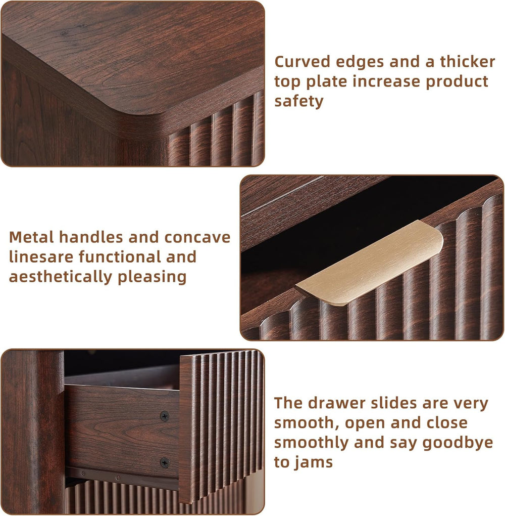LEYAOYAO Fluted 6 Drawers Dresser for Bedroom Set of 2, 42" Tall Modern ...