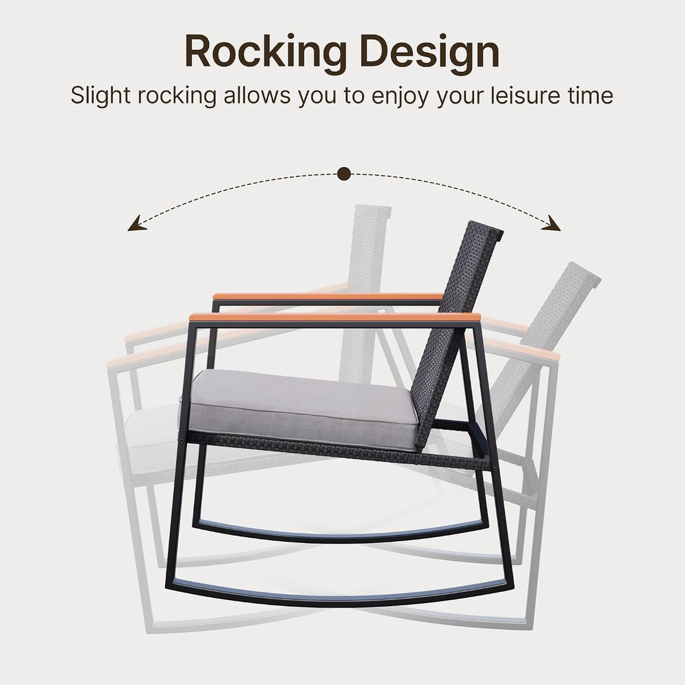 Gizoon 3 Pieces Rocking Patio Bistro Set with Anti-Scald Armrest