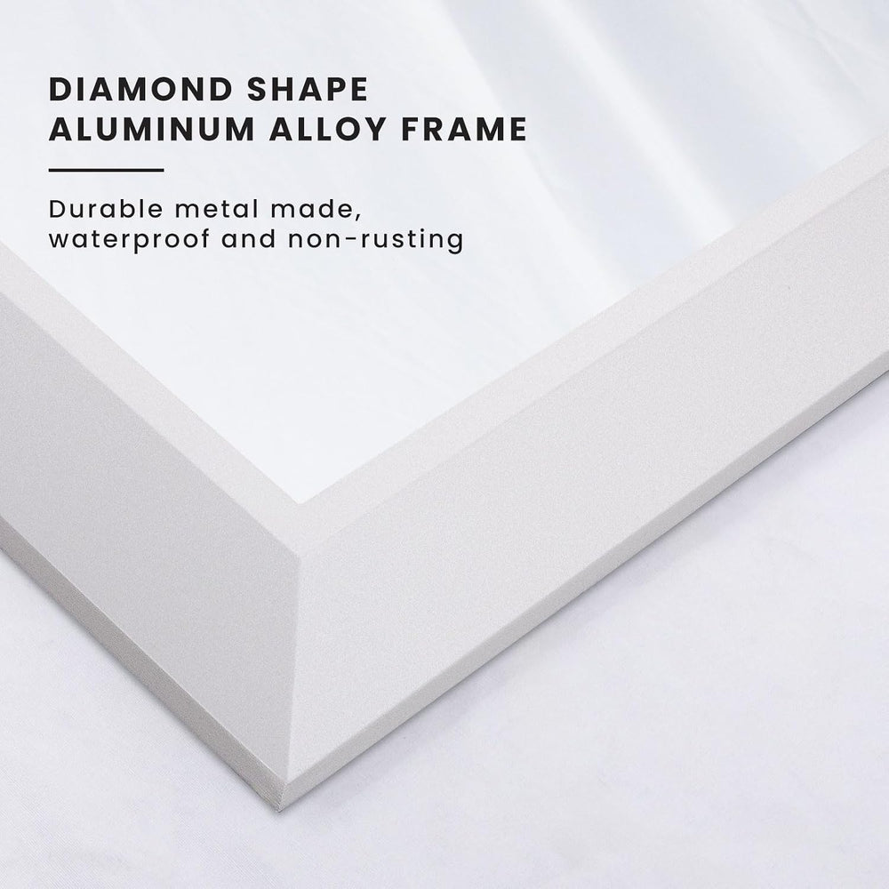Amorho Bathroom Mirror for Wall 60x30 Inch, White Metal Framed
