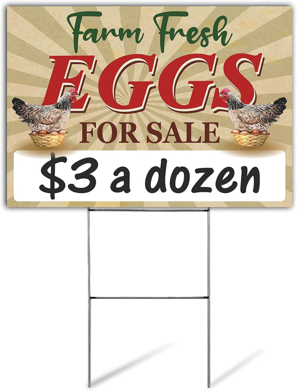 SignPro Farm Fresh Eggs For Sale Sign | Fresh Chicken Eggs For Sale Customiza...