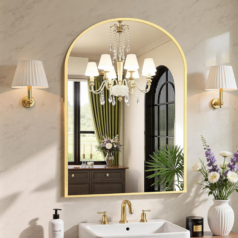 Sweetcrispy 38x30 Bathroom Mirrors for Wall, Arched Mirror for Over Sink