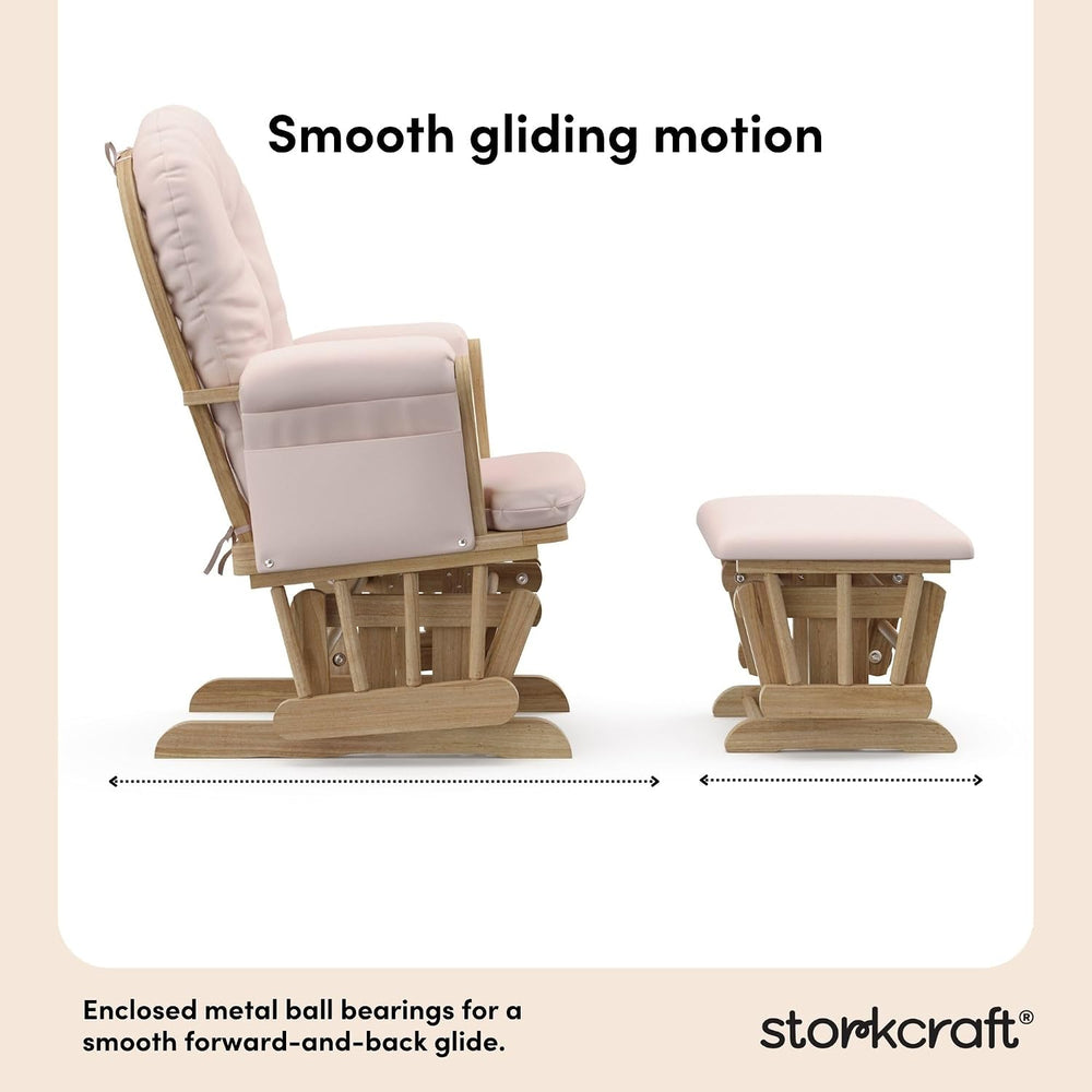 Storkcraft Premium Hoop Glider & Ottoman, Natural/Pink
