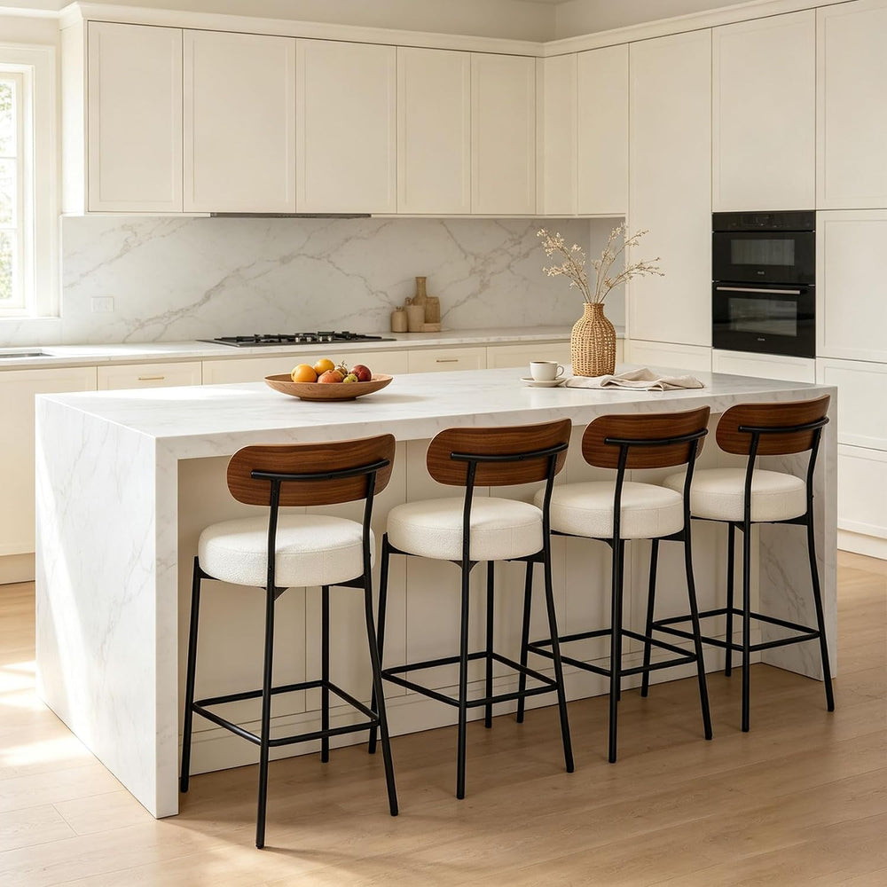 Bar Stools Set of 4 Boucle Counter Stools for Kitchen Island